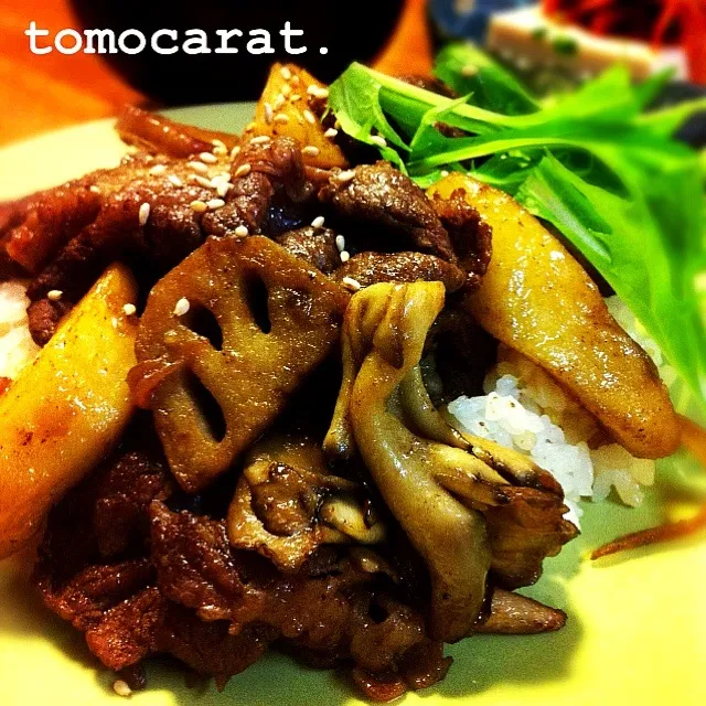 Snapdishの料理写真:牛肉のオイスターソース炒めどーん！！|tomocarat.さん