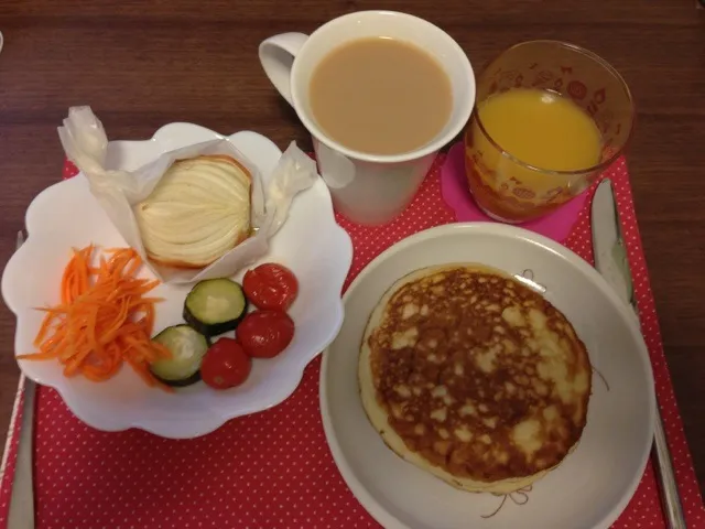 ロースト野菜とホットケーキ|かなこさん