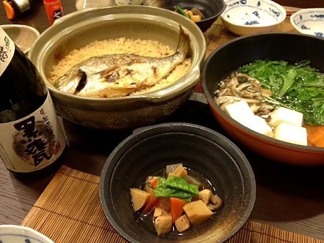 へ鯛の土鍋飯、湯豆腐、筑前煮|masakoさん