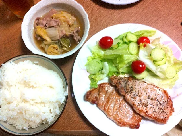 豚のステーキ＆白菜と豚肉の煮物|優一さん