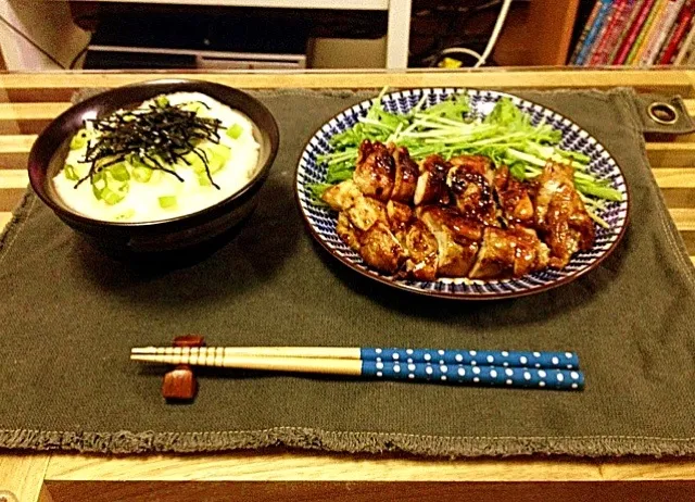 とろろ飯と鳥の照り焼き|akakenさん