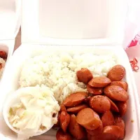 Snapdishの料理写真:Teri hotdogs with rice|christine rさん