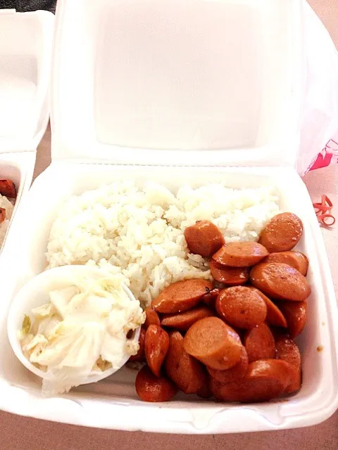 Snapdishの料理写真:Teri hotdogs with rice|christine rさん