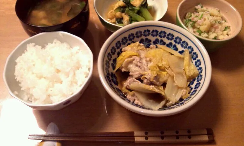 白菜と豚肉のオイスター煮定食。|ミズノ　タカコさん