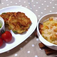 鮭のマッシュポテト焼き&海老とアボカドの揚げ焼き|ゆきさん