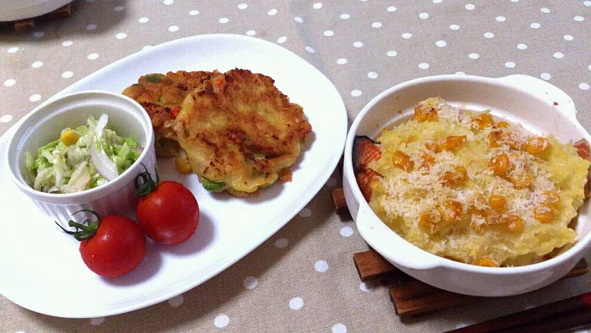 鮭のマッシュポテト焼き&海老とアボカドの揚げ焼き|ゆきさん