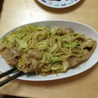 Snapdishの料理写真:鶏皮焼そば|田中徳和さん