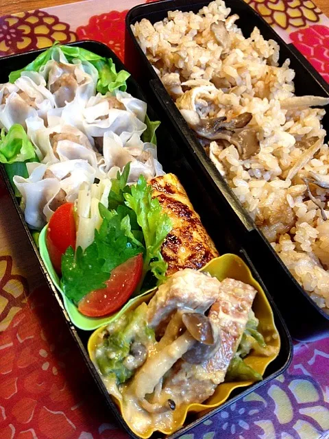 舞茸ご飯＆シュウマイ弁当♪|まりさん