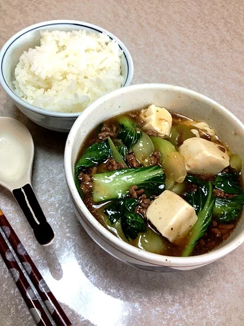 Snapdishの料理写真:ちんげん菜と豆腐のトロッと煮|Takiさん