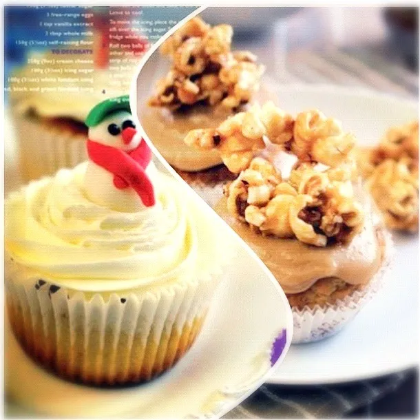 Snapdishの料理写真:Snowman chesecake and peanut coffee cupcakes ((:|Christel Barrrettoさん