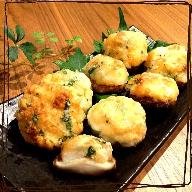 椎茸のえび青じそふわふわ揚げ|はりねずみさん