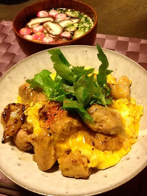 焼鳥の親子丼、お吸物|maruruさん