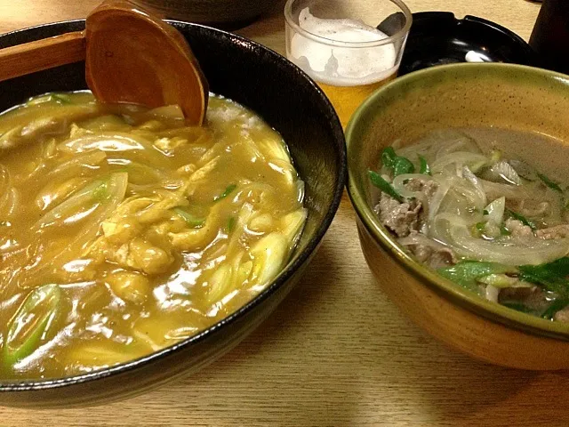 今宵は浪速な気分。肉吸いにきざみカレーそば。|たけうちさん