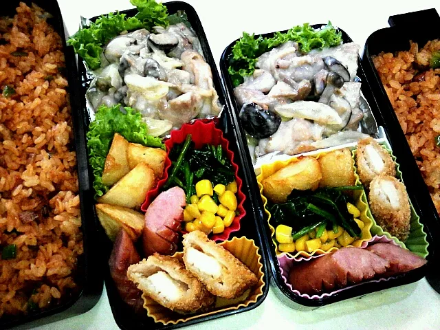 Snapdishの料理写真:鶏肉の塩麹を使ったクリーム煮弁当|ふかさくさん