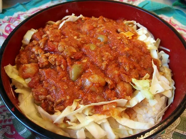 冷凍してたチリビーンズ丼弁当♡から～い(>д<)|腹ペコちゃん♡：)さん