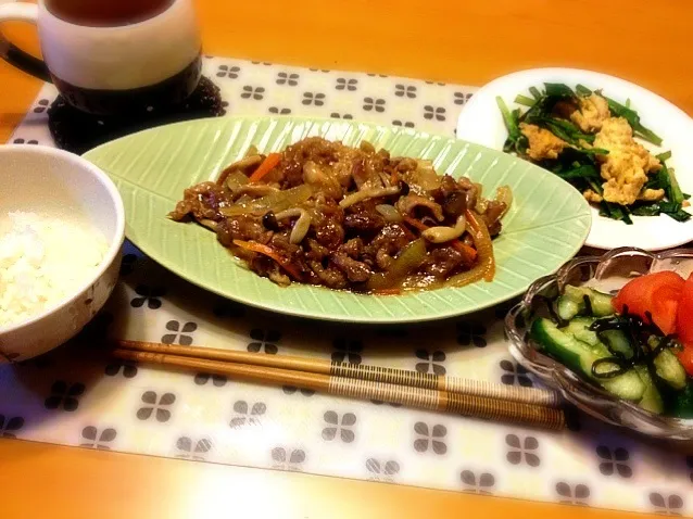 野菜たっぷり豚の生姜焼き定食☆|めんこさん