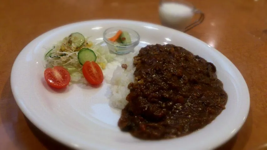 Snapdishの料理写真:きのこと挽き肉のカレー(納豆トッピング)|ボンゴさん