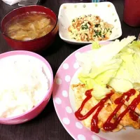 胸肉のピカタ＊炒り豆腐＊春雨スープ|ちびまいちゃんさん