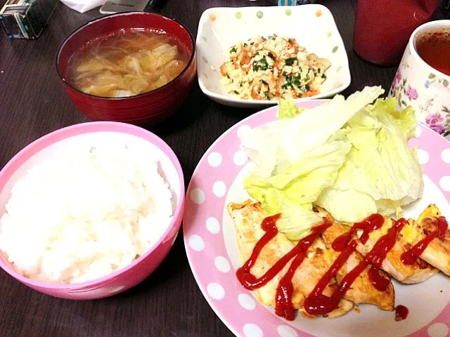 胸肉のピカタ＊炒り豆腐＊春雨スープ|ちびまいちゃんさん