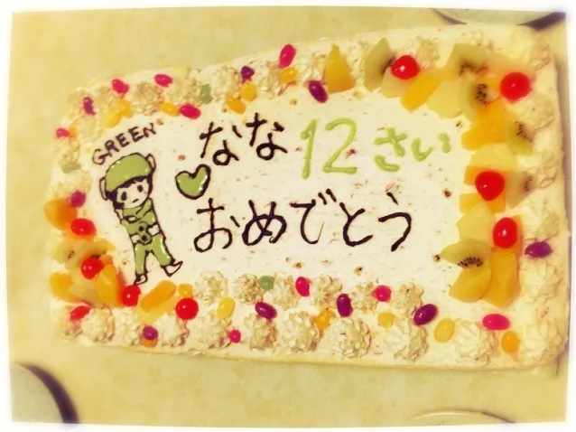 Snapdishの料理写真:お友達ママお手製誕生日ケーキ|さくたえさん