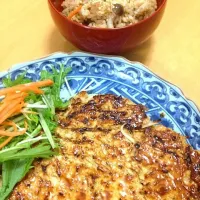 晩ご飯🌙モヤシ入りつくね・ツナとシメジの炊き込みご飯