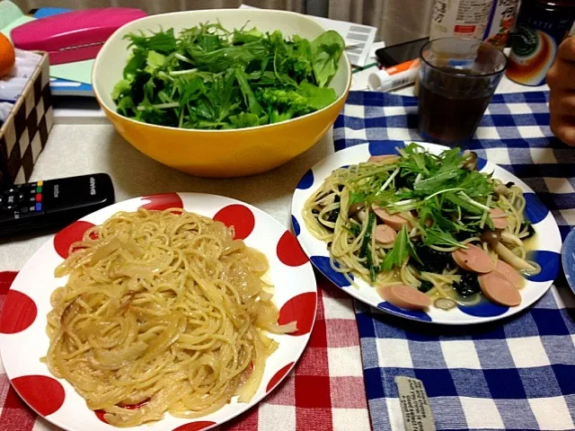 Snapdishの料理写真:たらこパスタと和風パスタ|しんむらりかさん