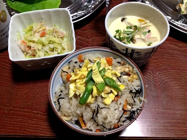 ひじきの炊き込みご飯 茶碗蒸し キャベツとカニカマの酢の物|滝川奈津美さん