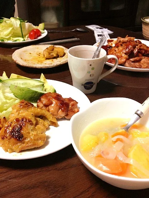 タンドリーチキンと照り焼きとサツマイモのクリームシチュー|ゆりえさん