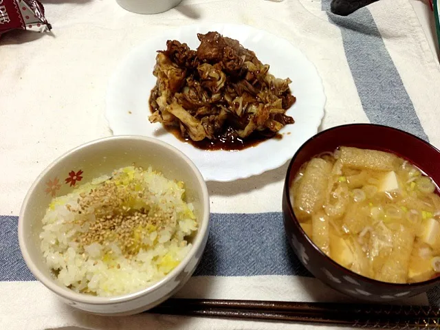 Snapdishの料理写真:回鍋肉とさつまいもご飯|まっすぅさん