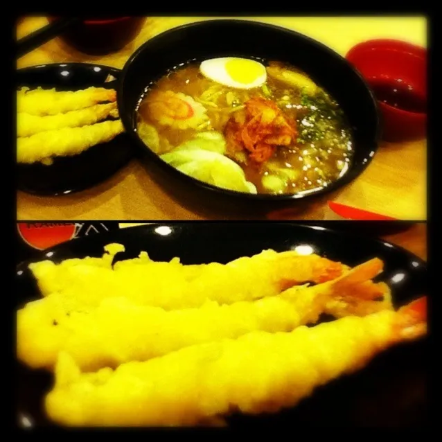 Snapdishの料理写真:kimchi ramen and tempura|ronie galarseさん