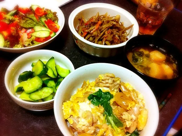 親子丼、きんぴらごぼう|ももさん