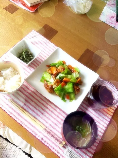 ササミと野菜の醤油マヨ炒め|あゆまるさん