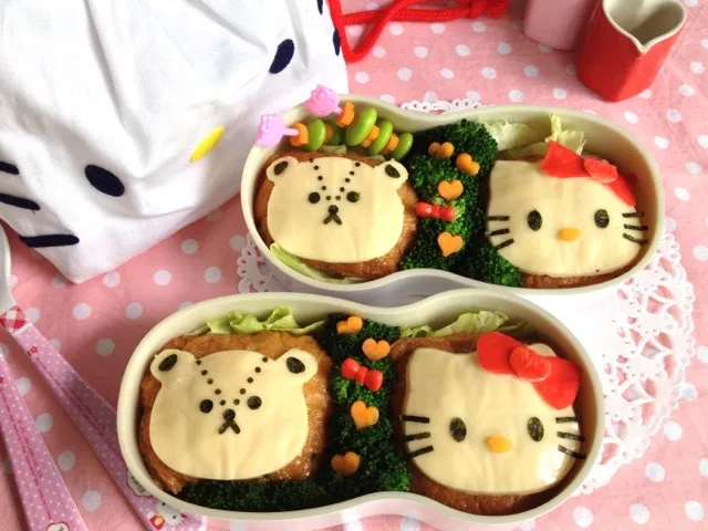 ハローキティとタイニーチャムのキャラ弁|シャリーさん