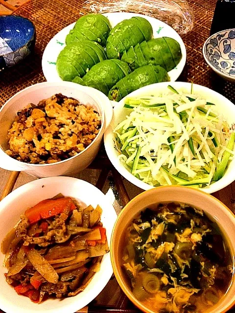 栗ご飯と柳川風ごぼう煮の晩ご飯|知沙さん