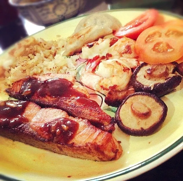 Salmon w prawns w mushroom w fried rice!|해리さん