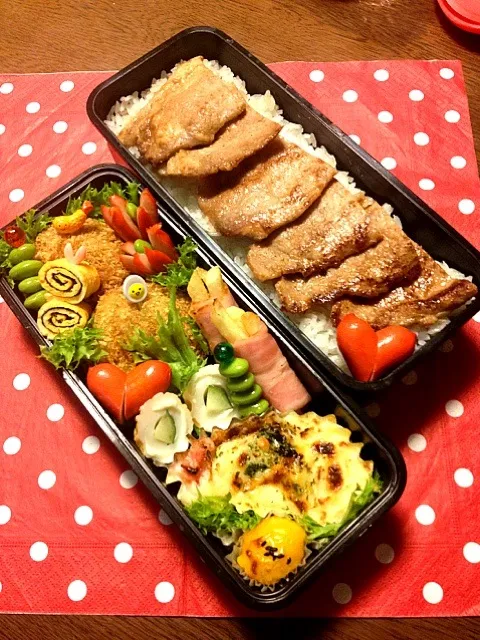 生姜焼きのっけ＆さつまいもコロッケ弁当|まさまささん