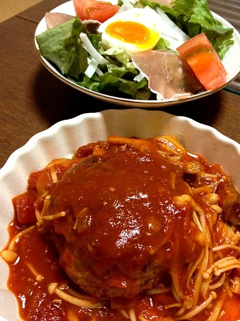 きのこたっぷりトマトソースハンバーグ|くうちゃんさん