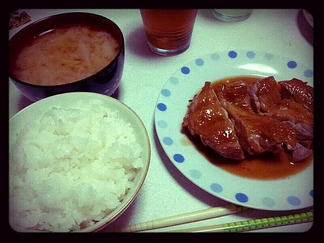 鶏の照り焼き定食|めぐもんさん