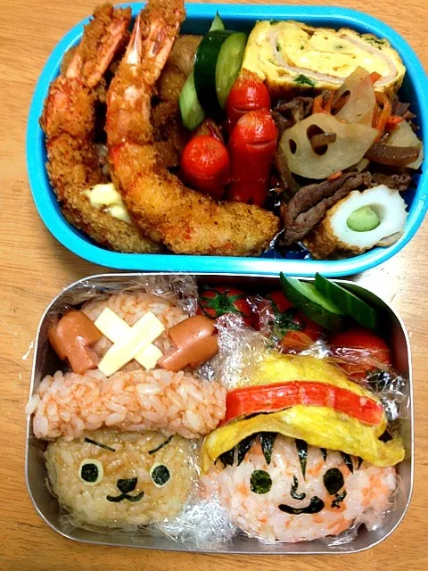 Snapdishの料理写真:キャラ弁  ルフィ＆チョッパー★♪|ケロリンさん