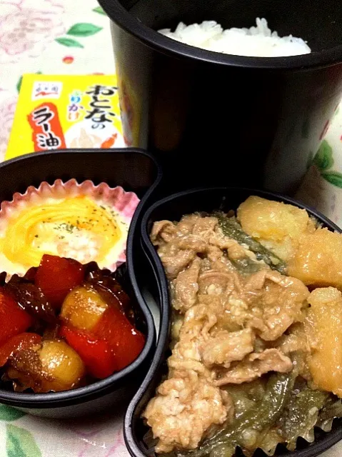 高３男子の本日のお弁当。私の担当は、ベビー帆立の甘辛炒め。 #お弁当 #弁当|Takashi H.さん