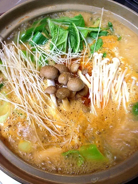 担々鍋 🍲 しめはラーメンで🍜|ころままさん