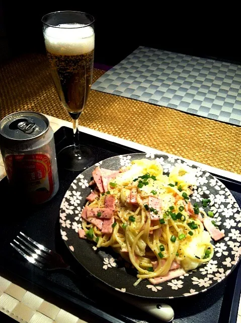 Snapdishの料理写真:ハムとキャベツのクリームパスタ|RIESMOさん