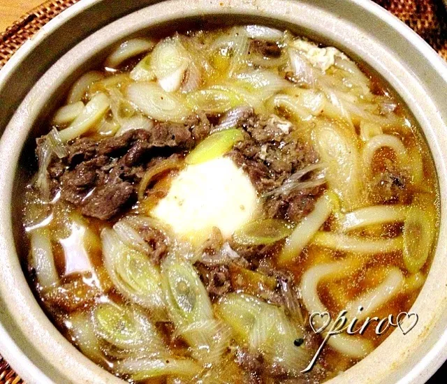 🍲醤油麹の牛肉しぐれ入鍋焼きうどん Shigure beef noodle-filled|ピロさん