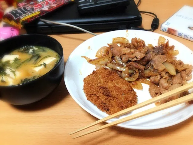 豚肉味噌漬け、水菜と豆腐の味噌汁|さゆさん