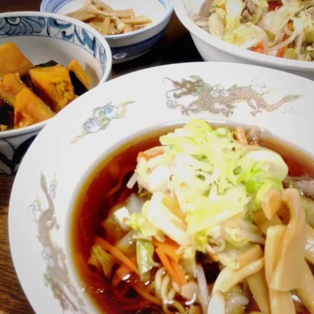 しょうゆラーメン＆かぼちゃの煮物|なーこさん