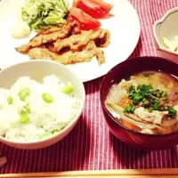 Snapdishの料理写真:春の豆ごはん定食|meg＊さん