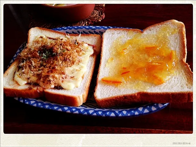 お好み焼き風トーストσ(･´ω｀･)|もるとカッツォさん