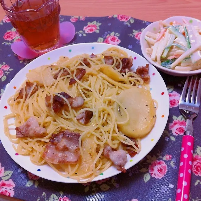 Snapdishの料理写真:★豚じゃがいもコンソパスタメ〜醤油入れ忘れ風〜★|ゆうこ★さん