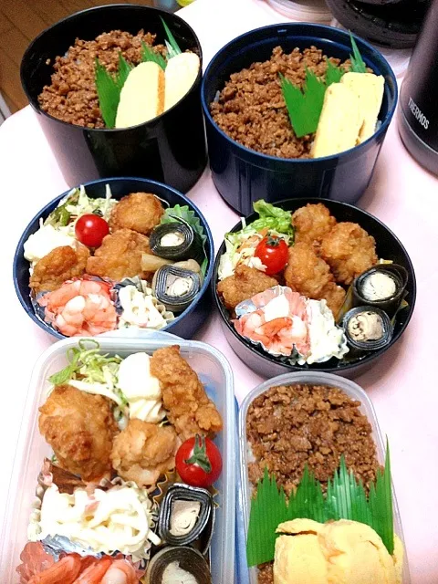 Snapdishの料理写真:唐揚げ★そぼろご飯弁当|ちはるさん