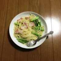 Snapdishの料理写真:アスパラベーコンパスタ|リョウスケさん